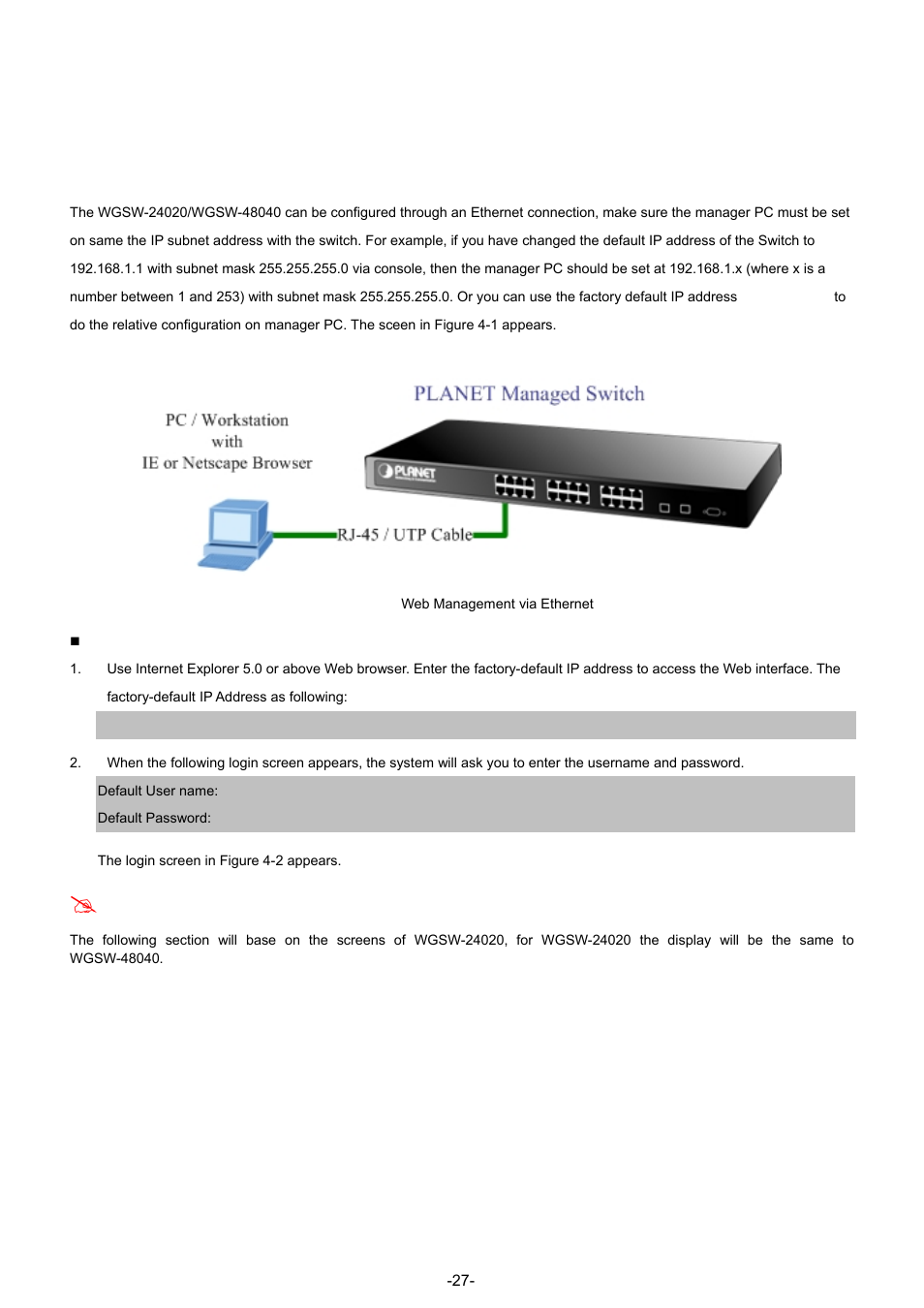 Web configuration | Planet Technology WGSW-48040 User Manual | Page 27 / 371