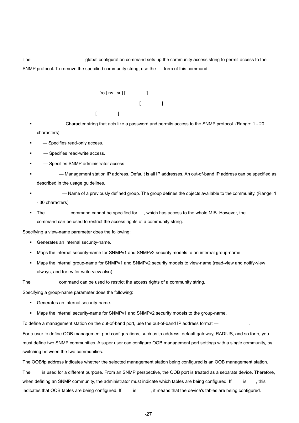 20 snmp commands, 1 snmp-server community, Syntax | Planet Technology WGSW-48040 User Manual | Page 277 / 371