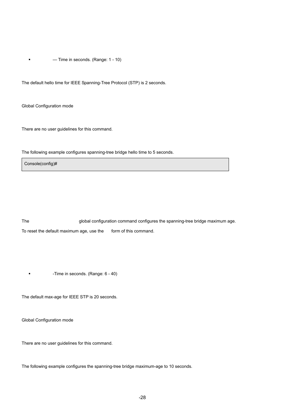 5 spanning-tree max-age | Planet Technology WGSW-48040 User Manual | Page 286 / 371