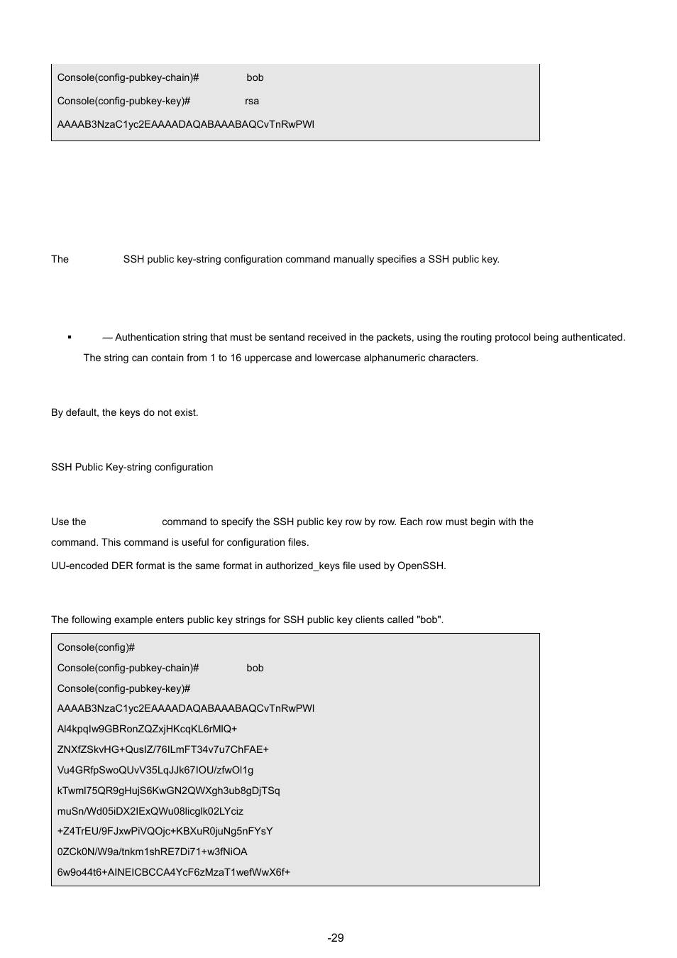 8 key-string, Syntax, Default configuration | Command mode, User guidelines, Example | Planet Technology WGSW-48040 User Manual | Page 299 / 371