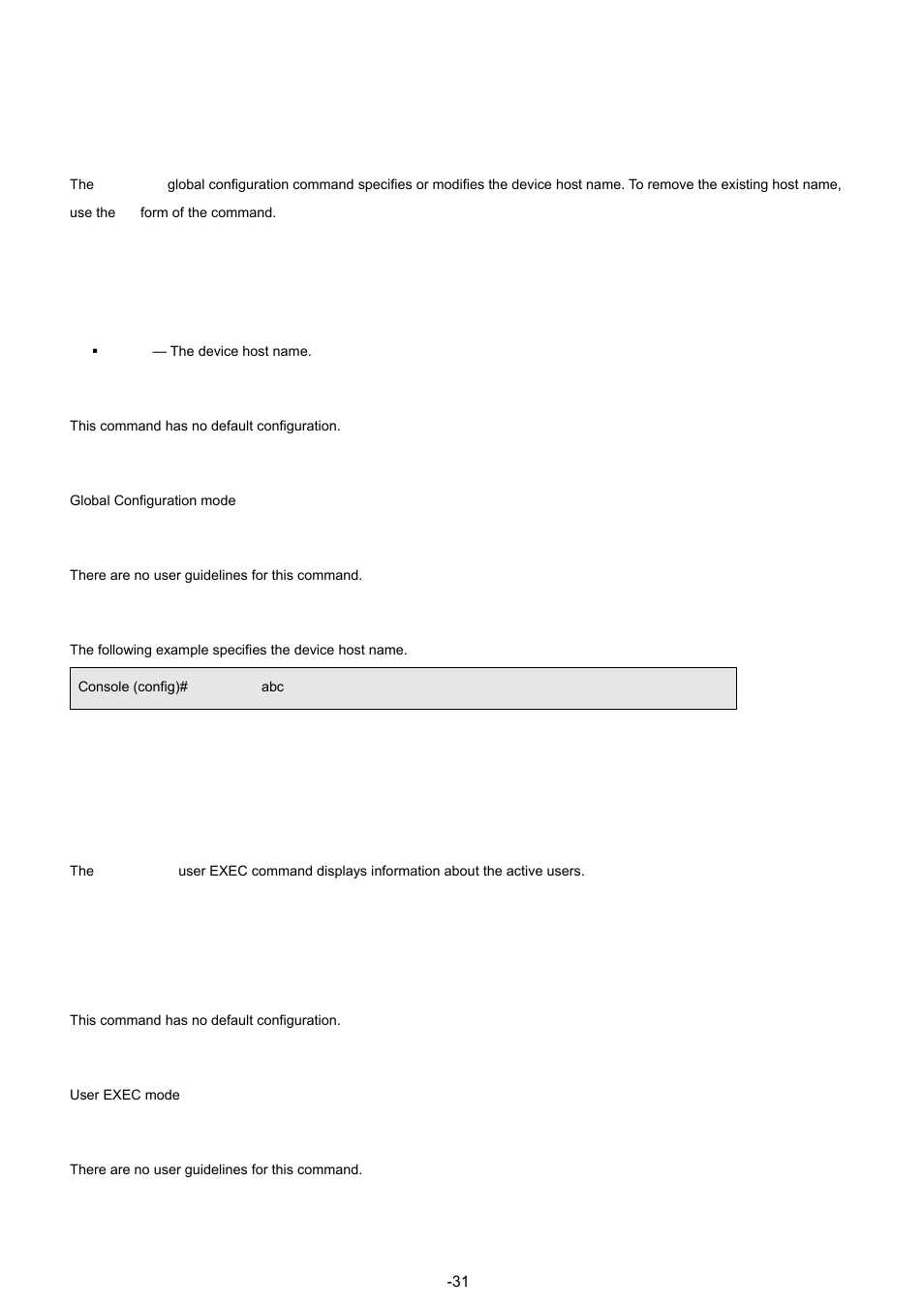 6 hostname, 7 show users | Planet Technology WGSW-48040 User Manual | Page 310 / 371