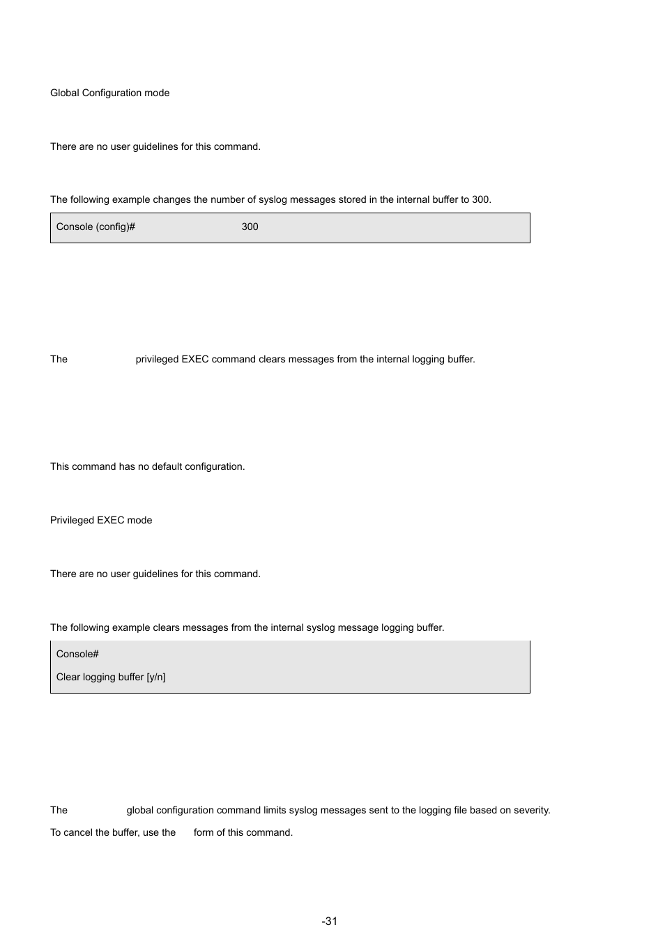 6 clear logging, 7 logging file, 1 syntax | Planet Technology WGSW-48040 User Manual | Page 317 / 371