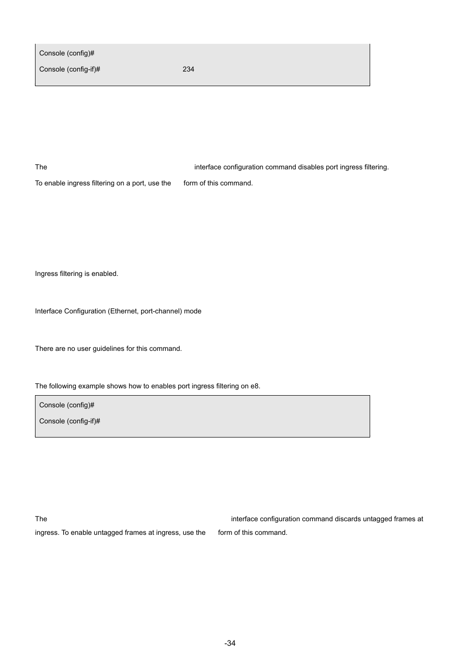 13 switchport general ingress-filtering disable, Syntax, Default configuration | Command mode, User guidelines, Example | Planet Technology WGSW-48040 User Manual | Page 341 / 371