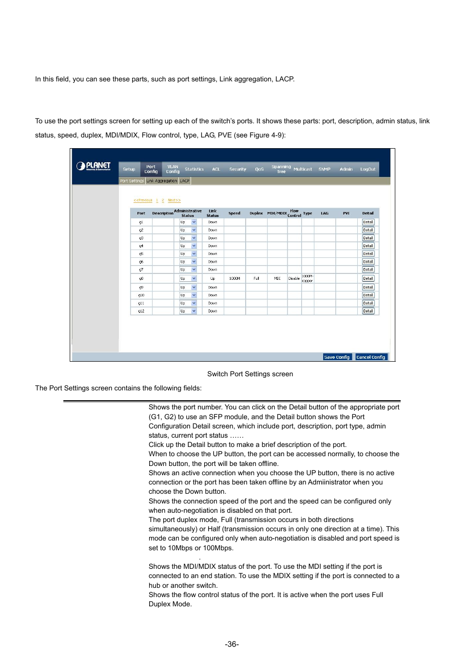 3 port configuration, 1 port settings | Planet Technology WGSW-48040 User Manual | Page 36 / 371