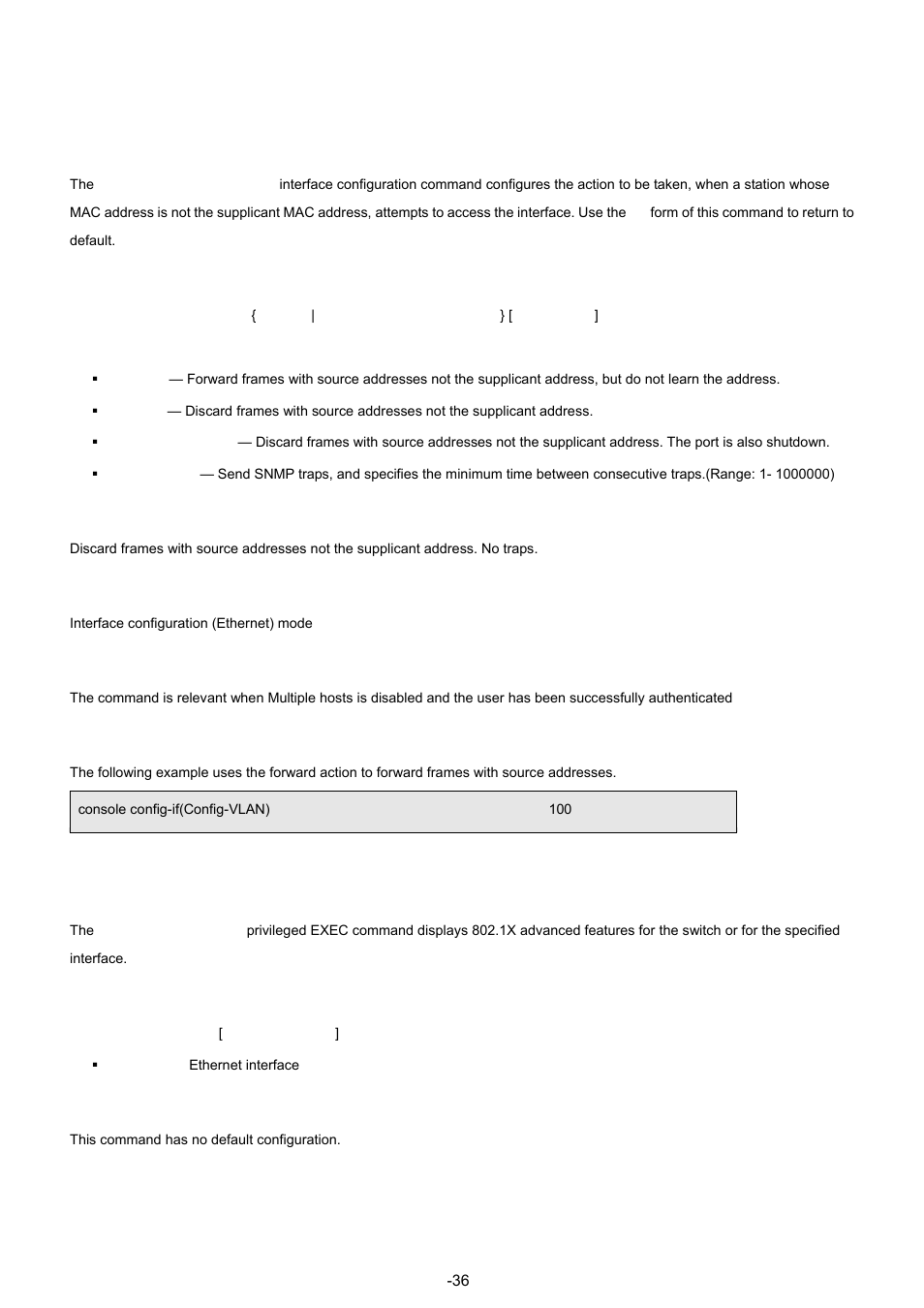 17 dot1x single-host-violation, 18 show dot1x advanced, Syntax | Default configuration, Command mode, User guidelines, Examples | Planet Technology WGSW-48040 User Manual | Page 366 / 371