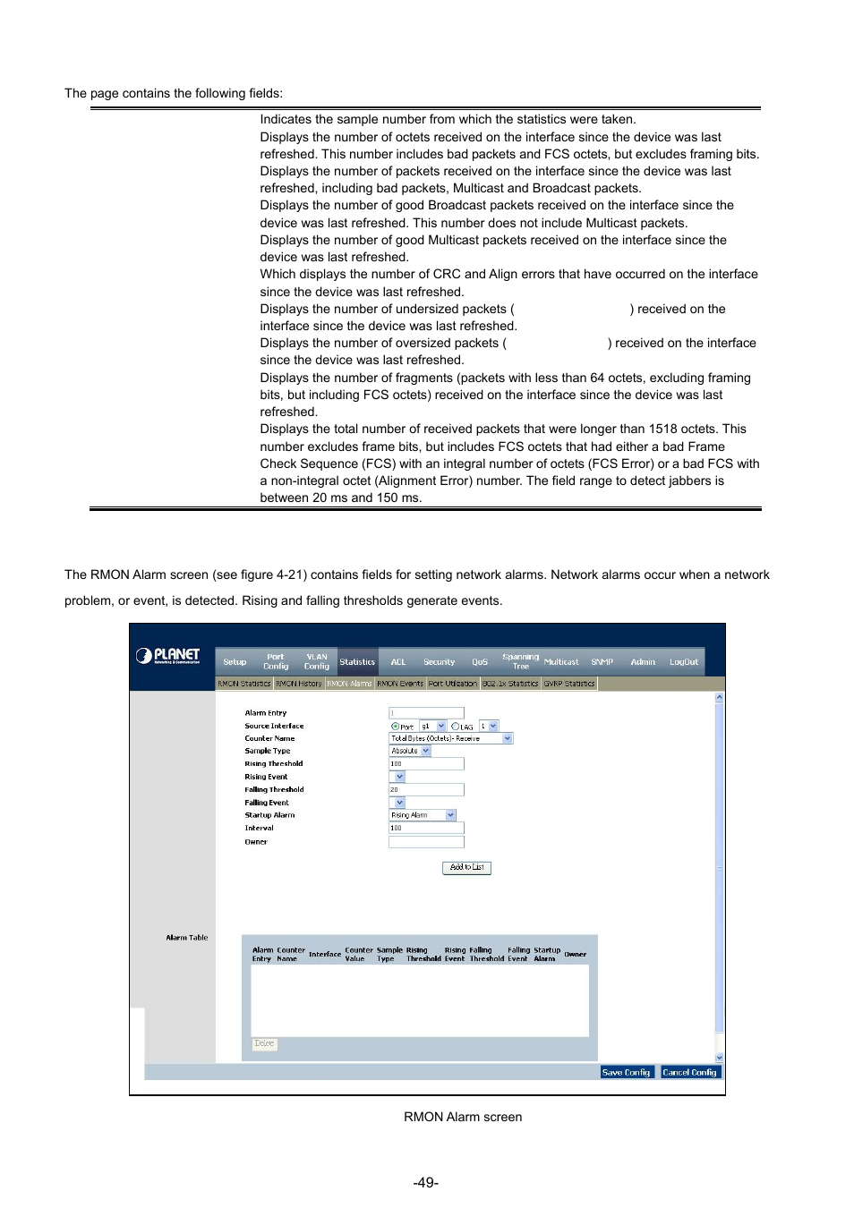 3 rmon alarm | Planet Technology WGSW-48040 User Manual | Page 49 / 371