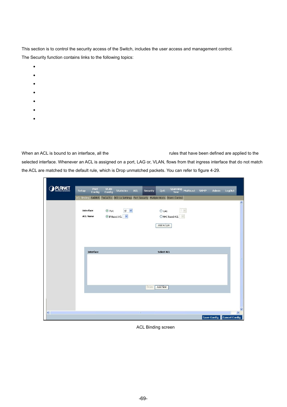 7 security, 1 acl binding | Planet Technology WGSW-48040 User Manual | Page 69 / 371