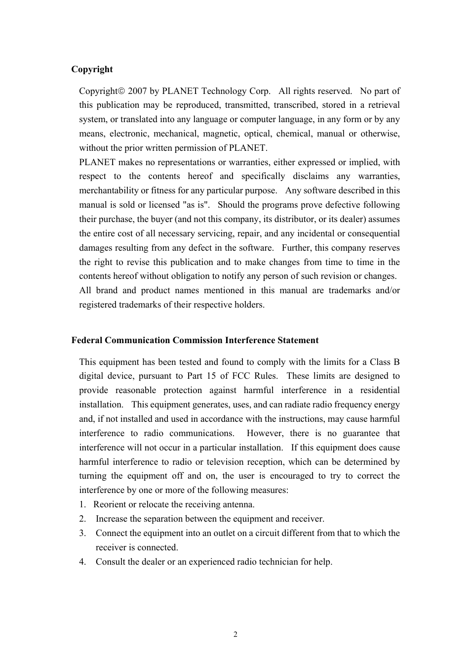 Planet Technology VDSL2 VC-200M User Manual | Page 2 / 61