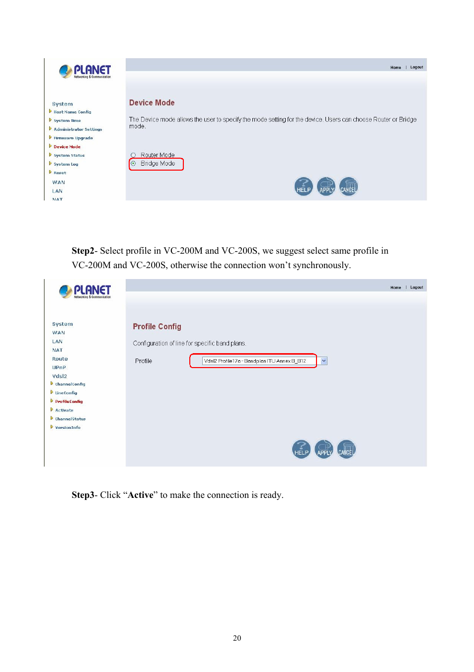 Planet Technology VDSL2 VC-200M User Manual | Page 20 / 61