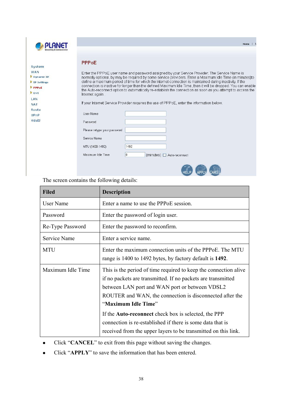 Planet Technology VDSL2 VC-200M User Manual | Page 38 / 61