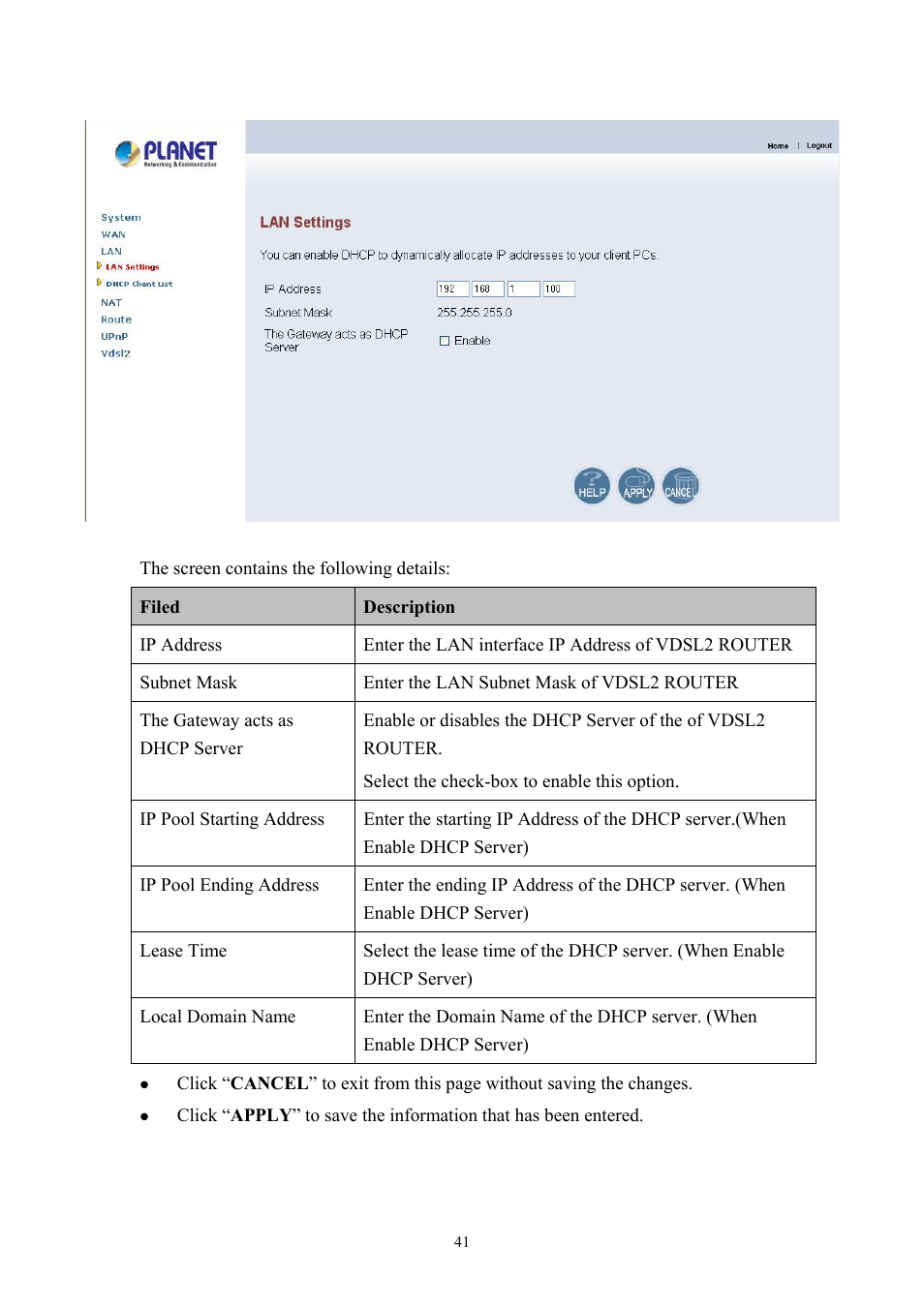 Planet Technology VDSL2 VC-200M User Manual | Page 41 / 61