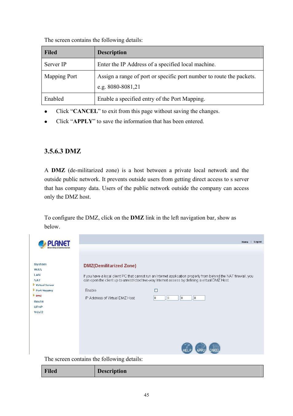 3 dmz | Planet Technology VDSL2 VC-200M User Manual | Page 45 / 61