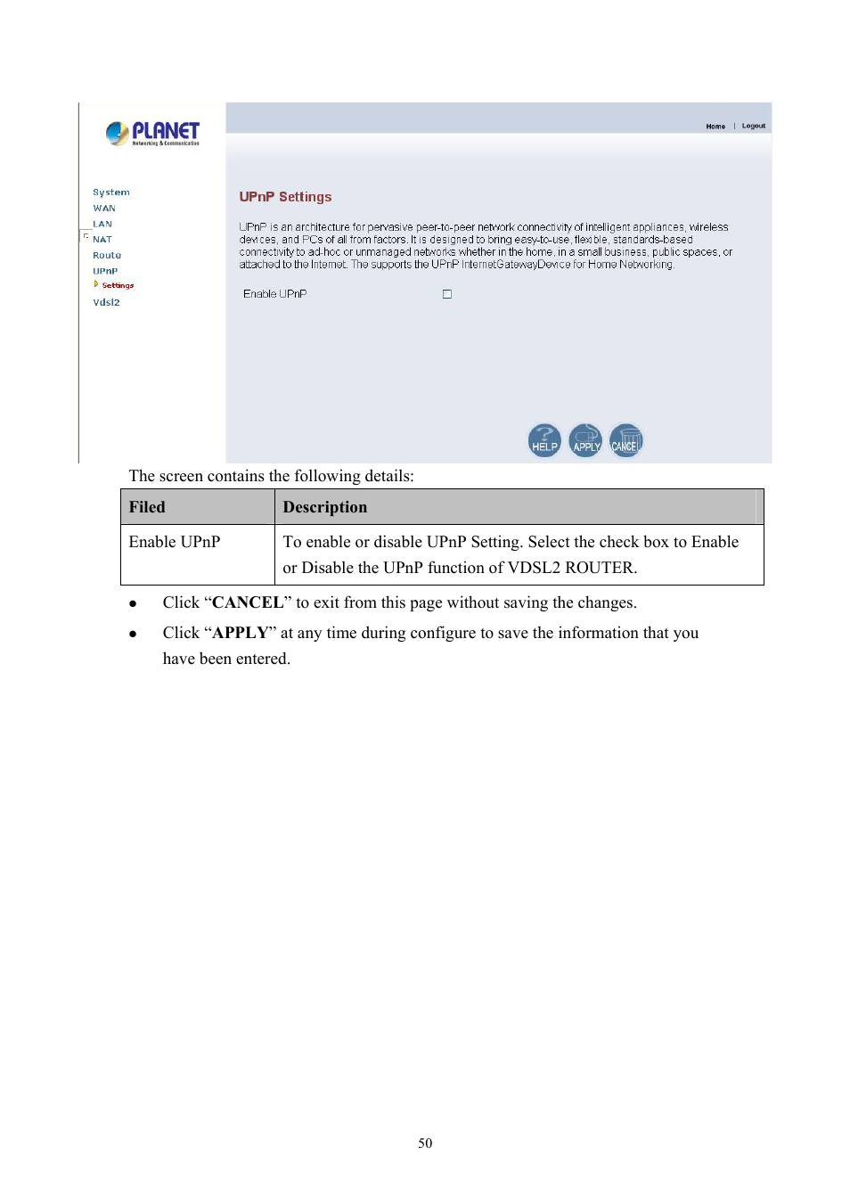 Planet Technology VDSL2 VC-200M User Manual | Page 50 / 61