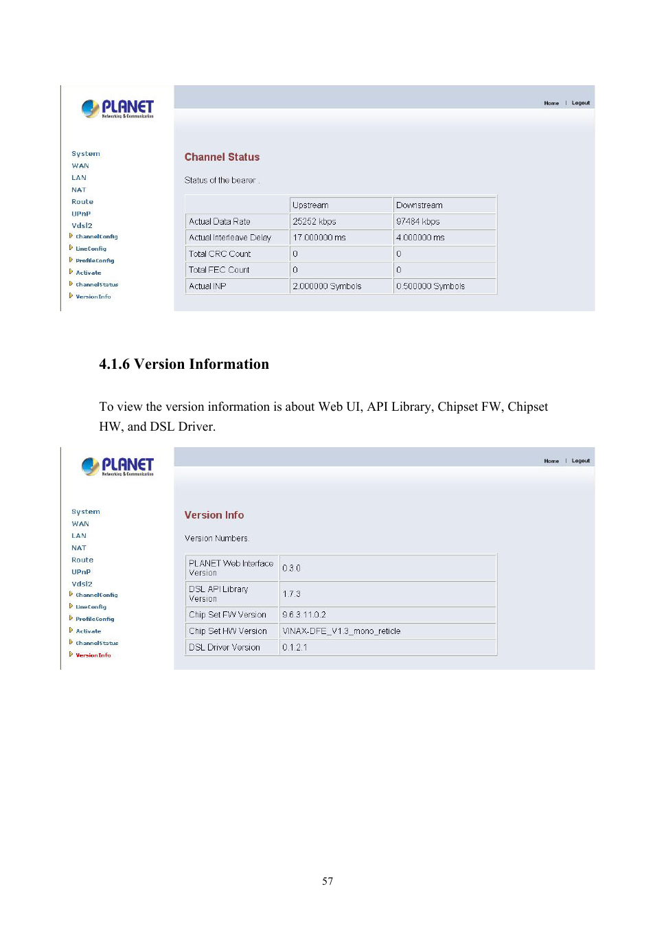 6 version information | Planet Technology VDSL2 VC-200M User Manual | Page 57 / 61