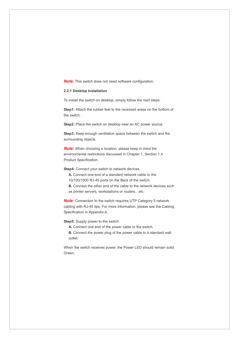 1 desktop installation | Planet Technology GSW-2401 User Manual | Page 10 / 20
