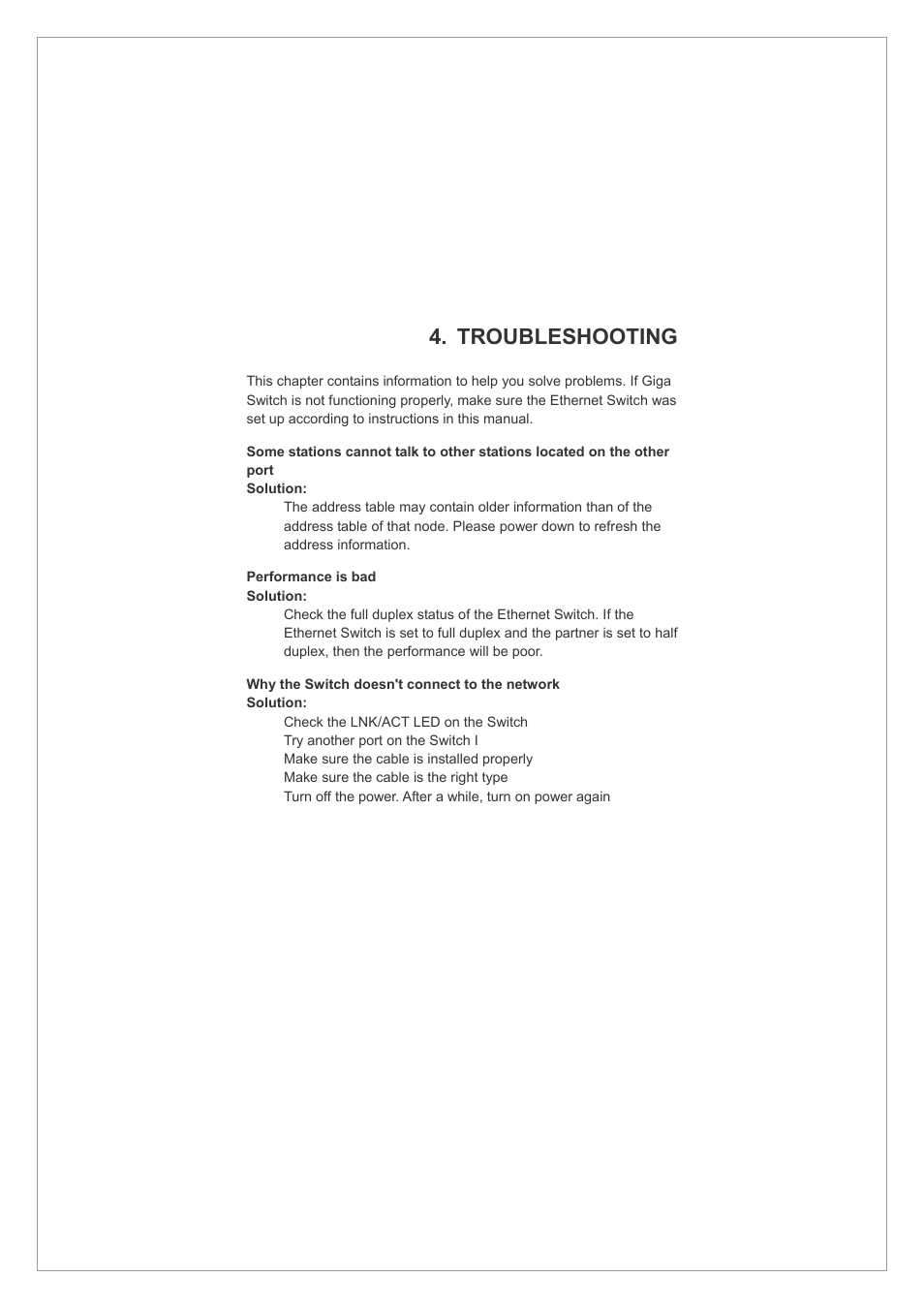 Troubleshooting | Planet Technology GSW-2401 User Manual | Page 16 / 20