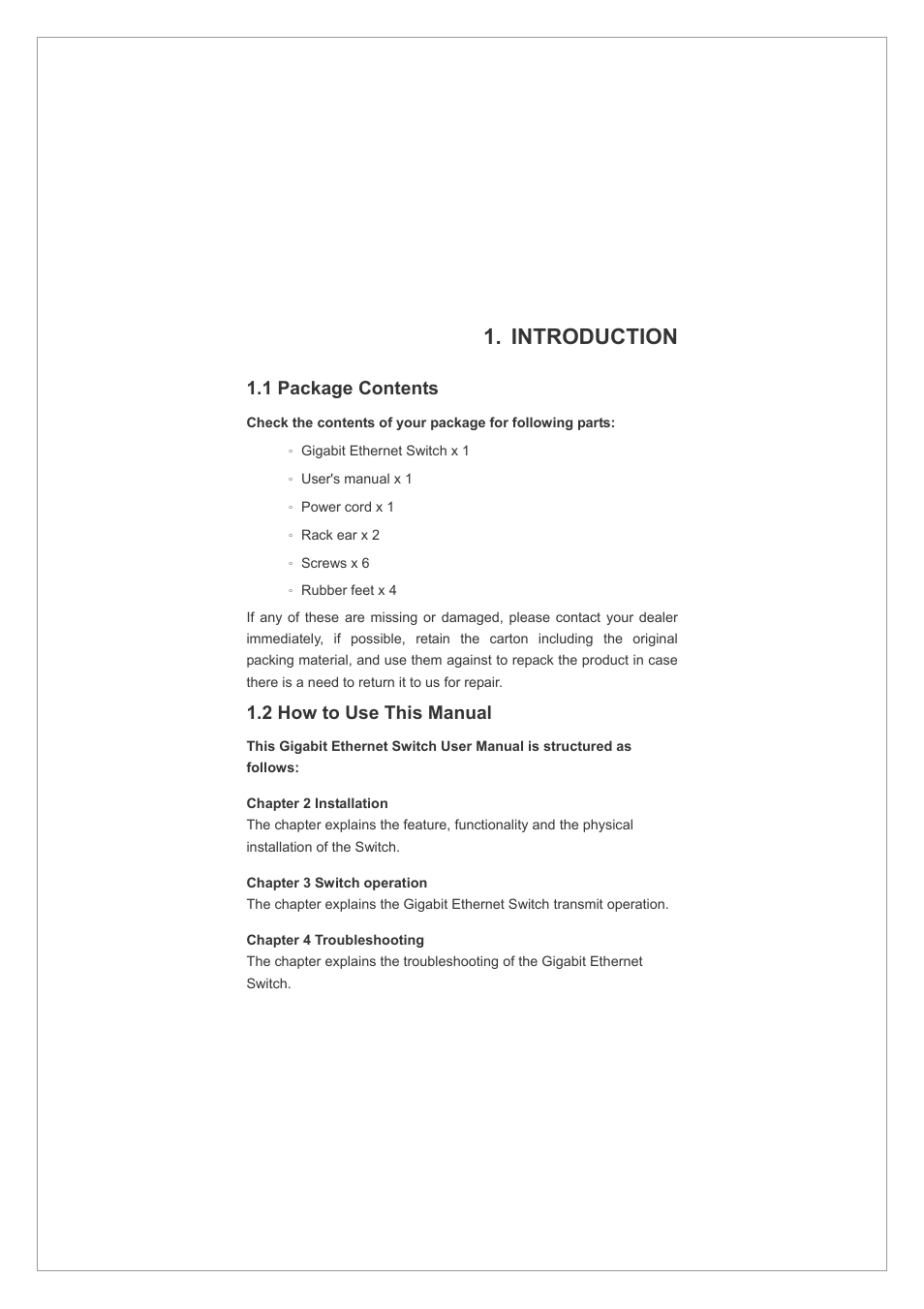 1 package contents, 2 how to use this manual, Introduction | Planet Technology GSW-2401 User Manual | Page 4 / 20