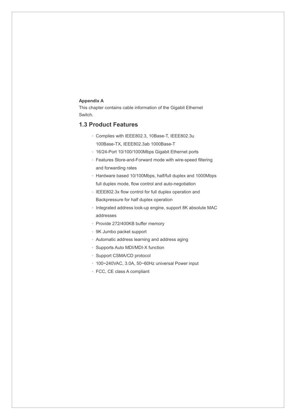 3 product features | Planet Technology GSW-2401 User Manual | Page 5 / 20