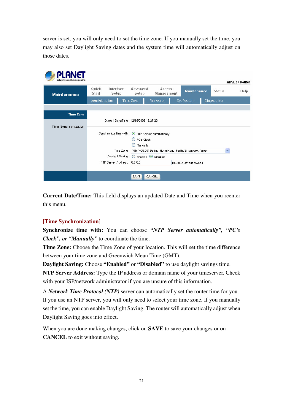Planet Technology 802.11g Wireless ADSL 2/2+ Router ADW-4401A/Bv2 User Manual | Page 21 / 63