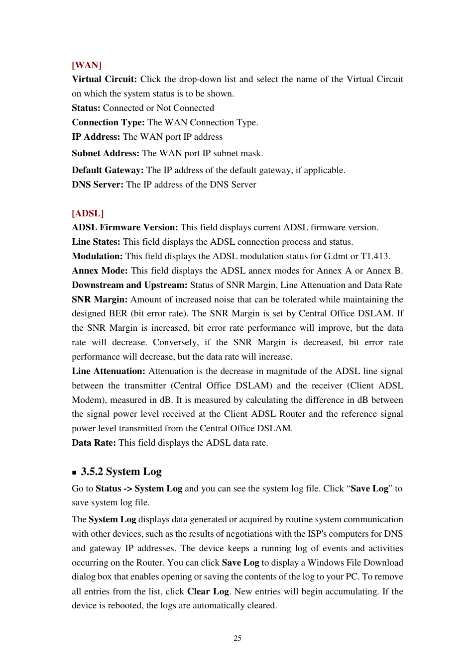 2 system log | Planet Technology 802.11g Wireless ADSL 2/2+ Router ADW-4401A/Bv2 User Manual | Page 25 / 63