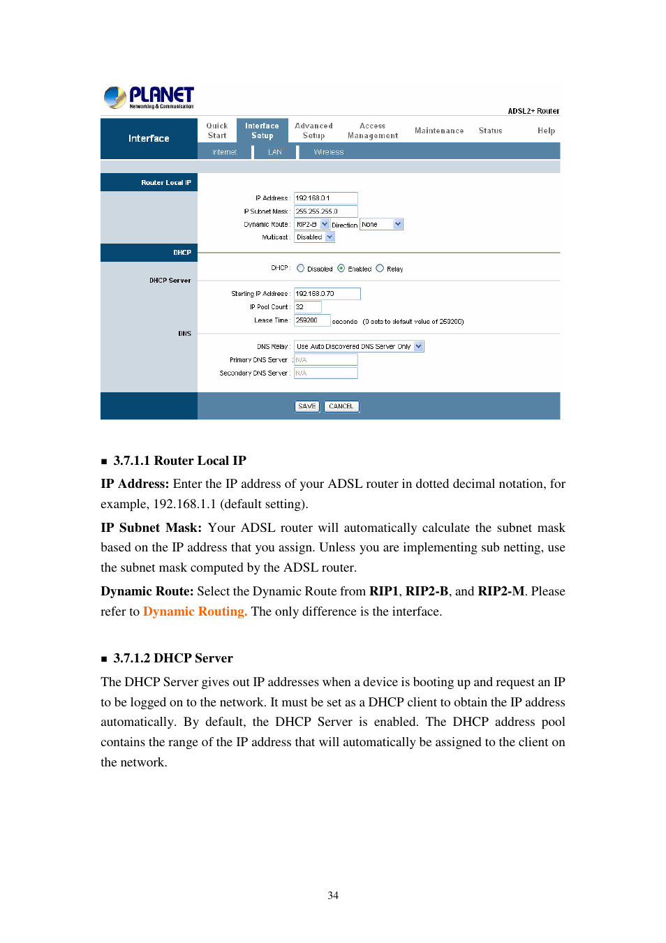 Planet Technology 802.11g Wireless ADSL 2/2+ Router ADW-4401A/Bv2 User Manual | Page 34 / 63