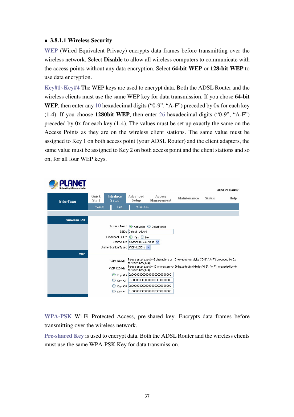Planet Technology 802.11g Wireless ADSL 2/2+ Router ADW-4401A/Bv2 User Manual | Page 37 / 63