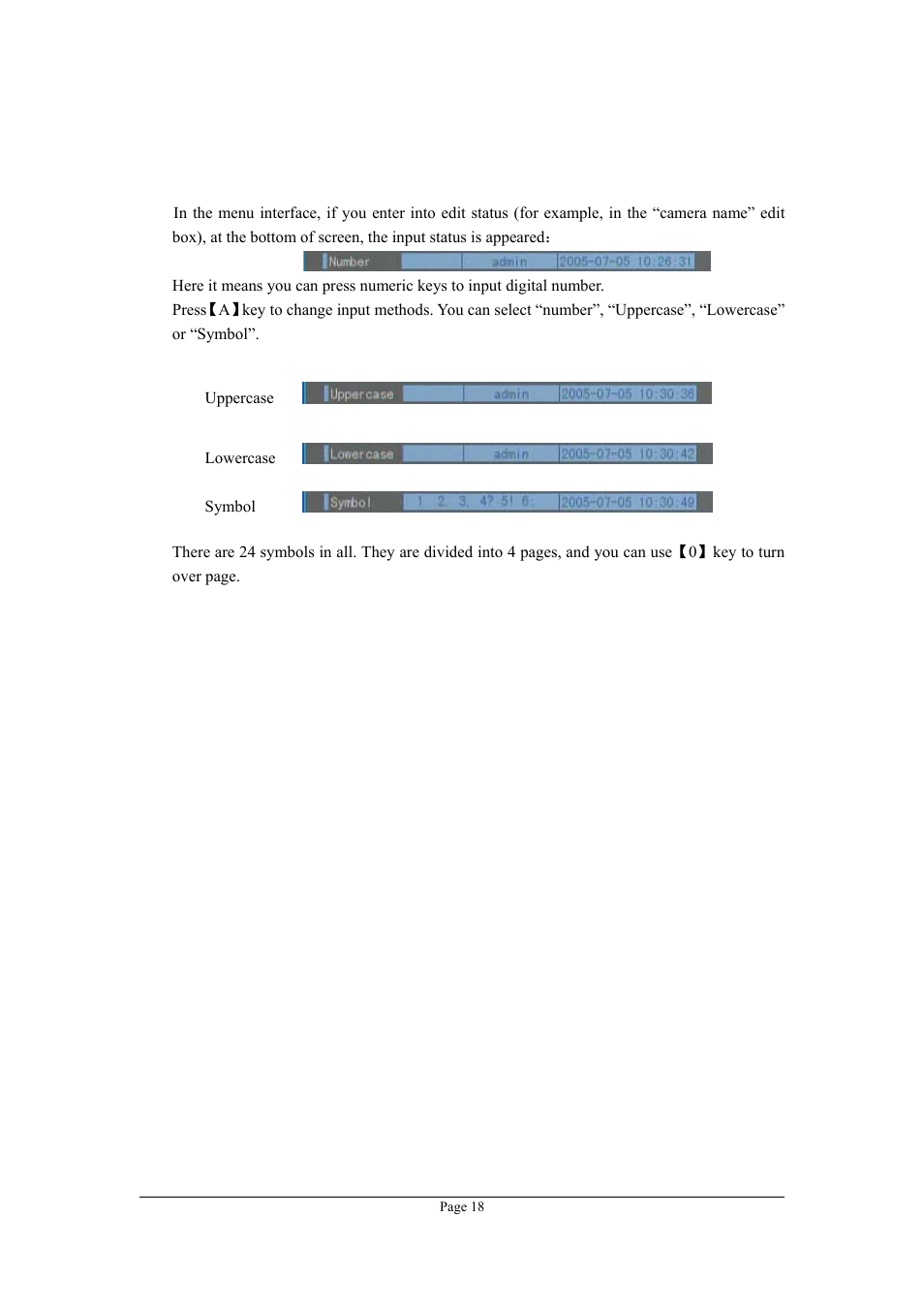 4 character input | Planet Technology DVR-470 User Manual | Page 18 / 99