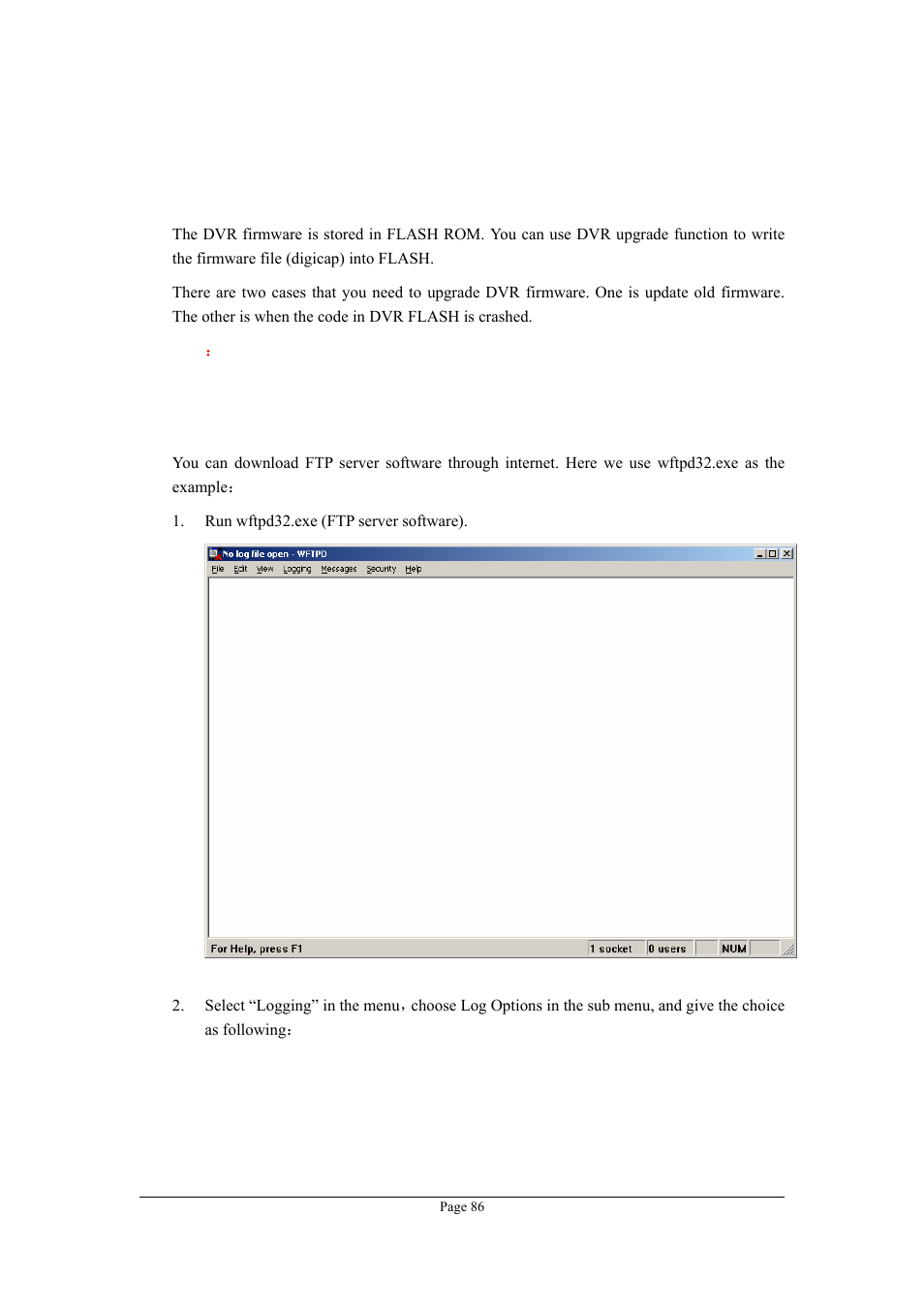 Chapter7 firmware upgrade, 1 ftp server setup | Planet Technology DVR-470 User Manual | Page 86 / 99