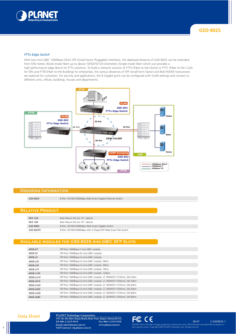Gsd-802s, Relative product | Planet Technology GSD-800S User Manual | Page 4 / 4