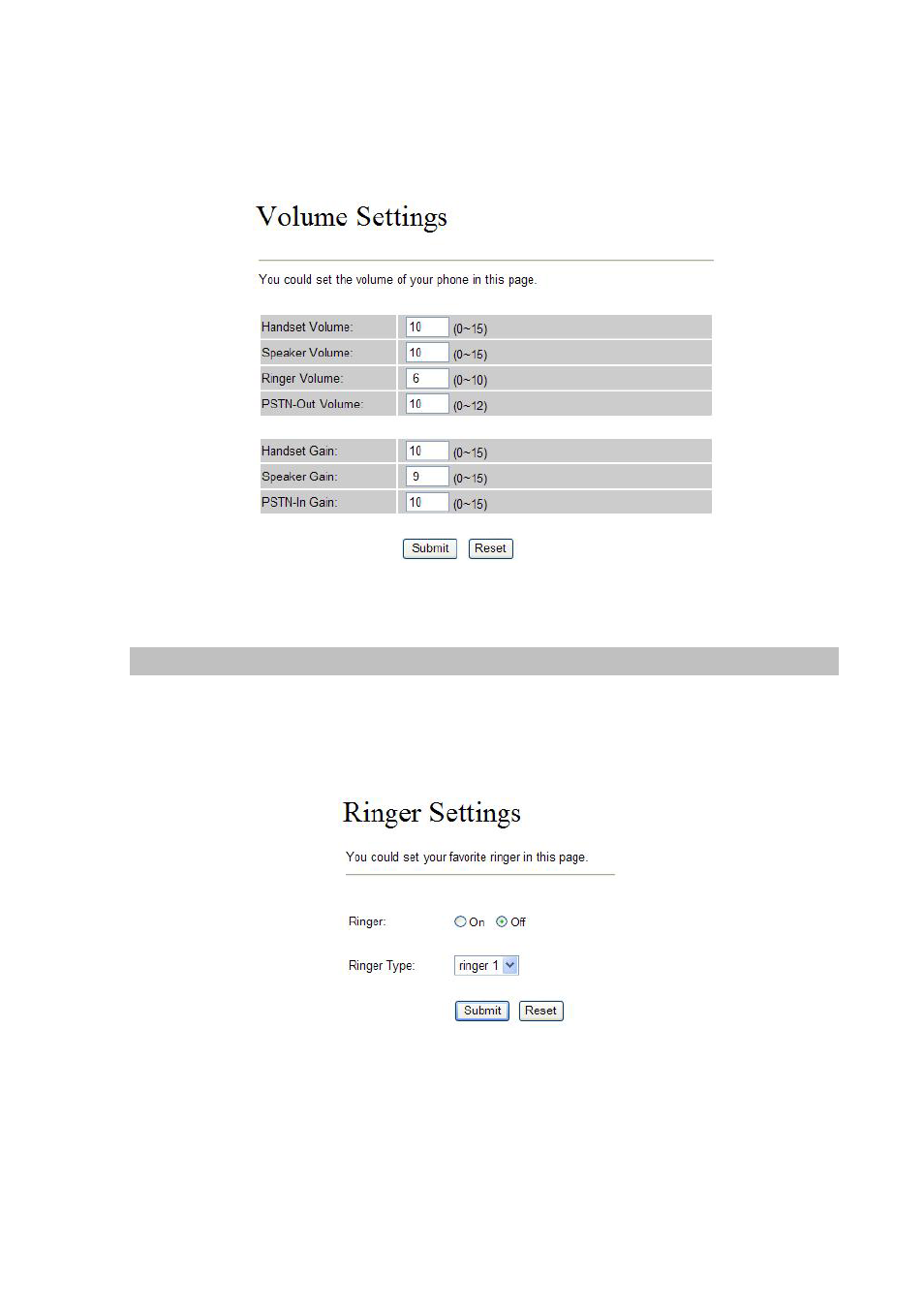 Ringer setting | Planet Technology VIP-154T User Manual | Page 27 / 55