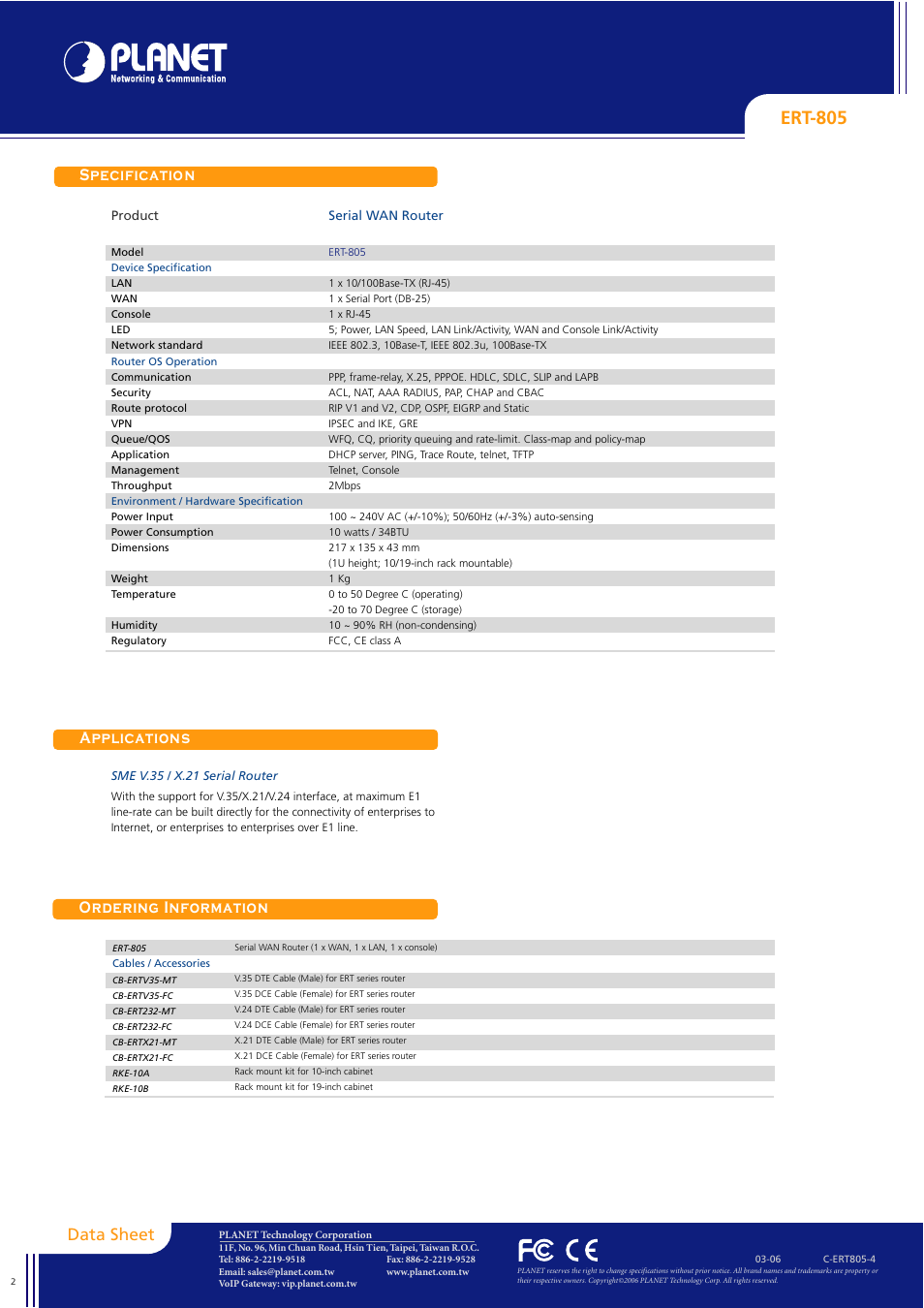 Ert-805 | Planet Technology ERT-805 User Manual | Page 2 / 2