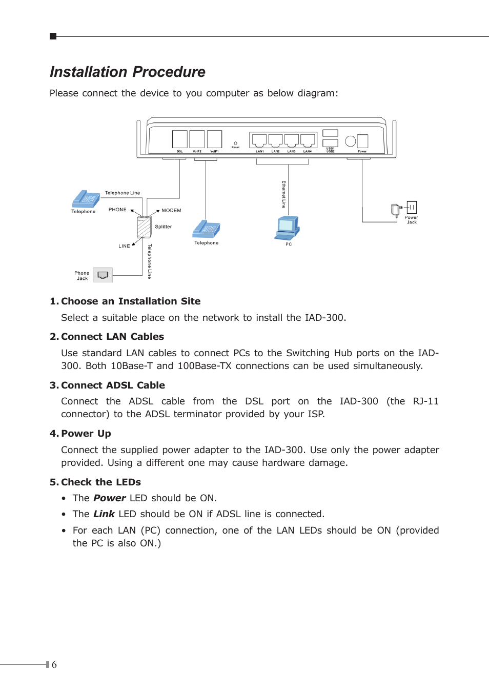 Installation procedure | Planet Technology IAD-300 User Manual | Page 6 / 12