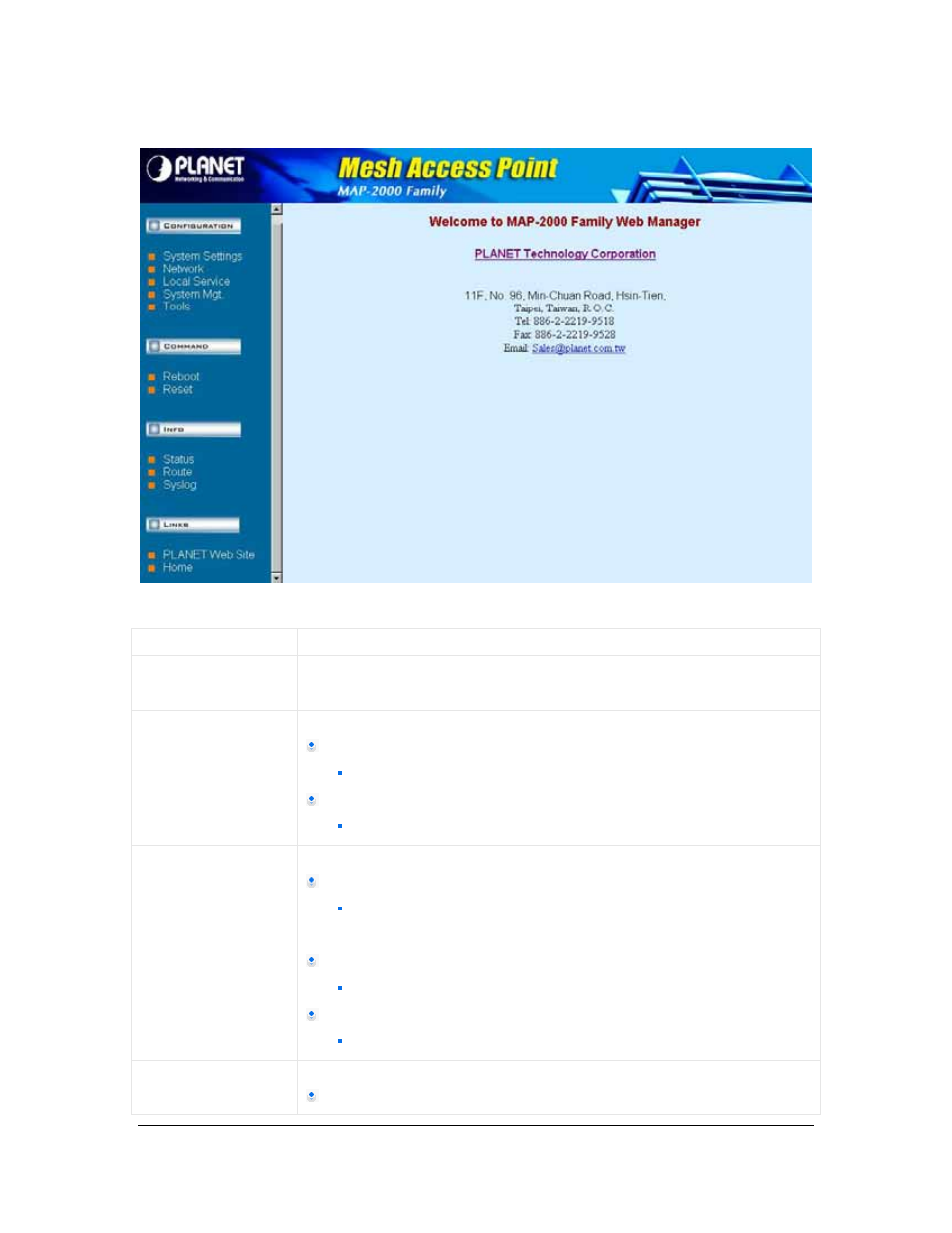 1 system settings | Planet Technology Network Device MAP-2105 User Manual | Page 14 / 66