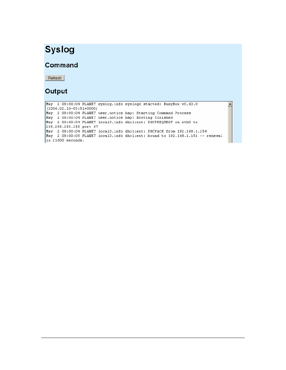 6 syslog | Planet Technology Network Device MAP-2105 User Manual | Page 39 / 66