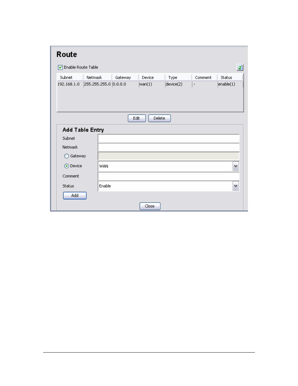6 config > network > route | Planet Technology Network Device MAP-2105 User Manual | Page 56 / 66