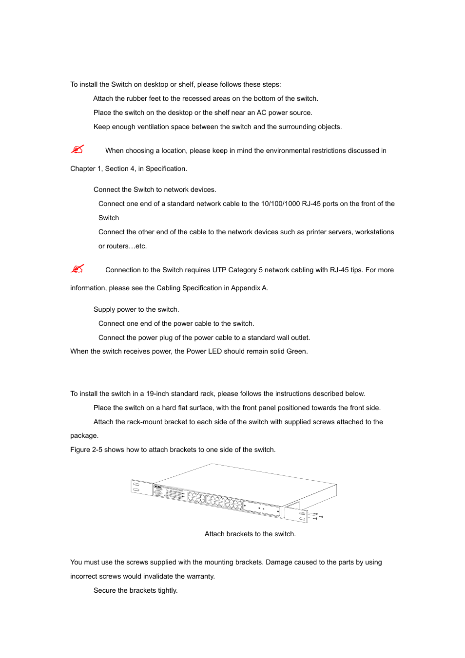 1 desktop installation, 2 rack mounting | Planet Technology WGSW-2620P User Manual | Page 10 / 131