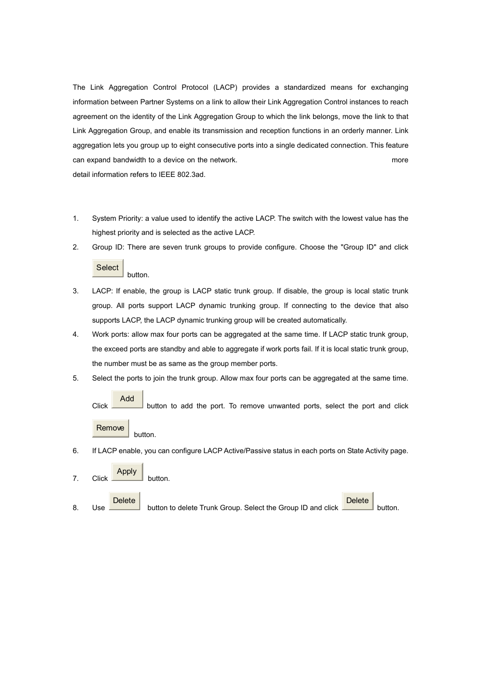 5 trunking, 1 aggregator setting | Planet Technology WGSW-2620P User Manual | Page 101 / 131