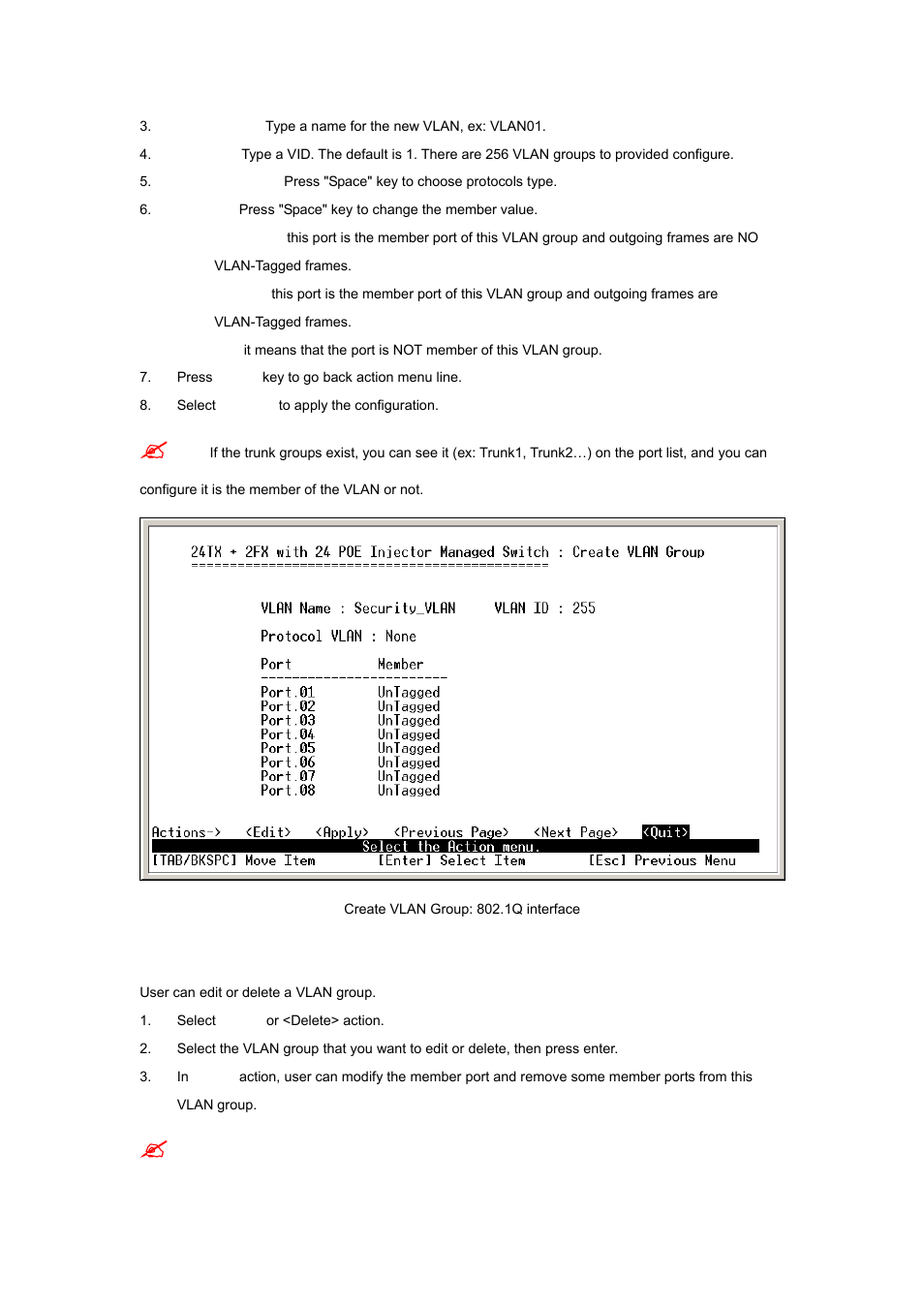 3 edit / delete vlan group | Planet Technology WGSW-2620P User Manual | Page 62 / 131