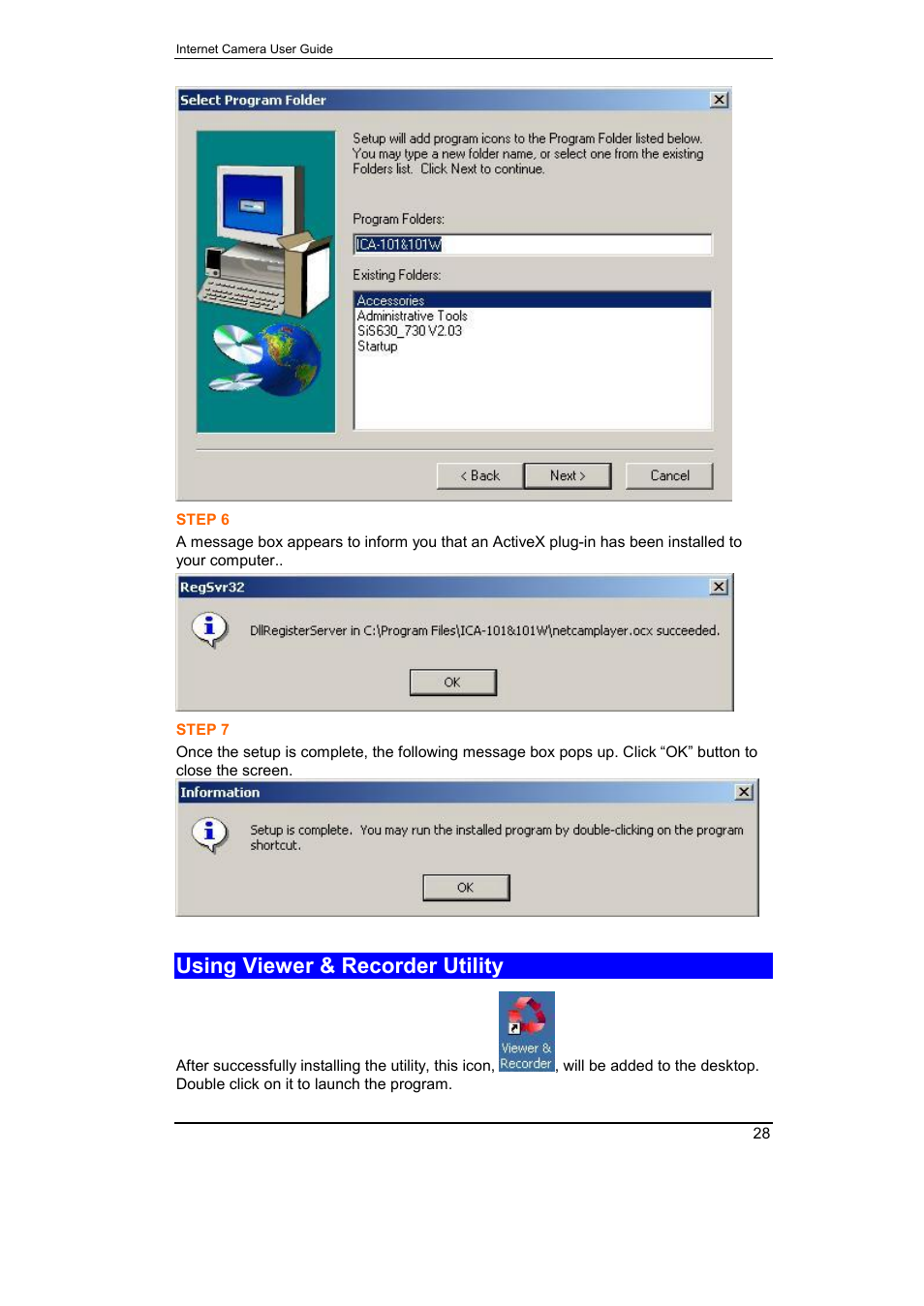 Using viewer & recorder utility | Planet Technology ICA-101 User Manual | Page 31 / 39