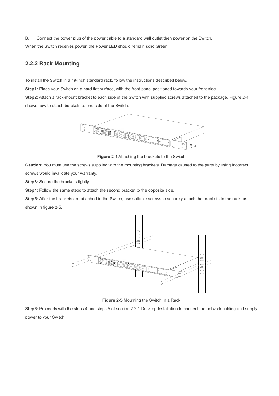 2 rack mounting | Planet Technology FGSW-2620PVS User Manual | Page 11 / 56