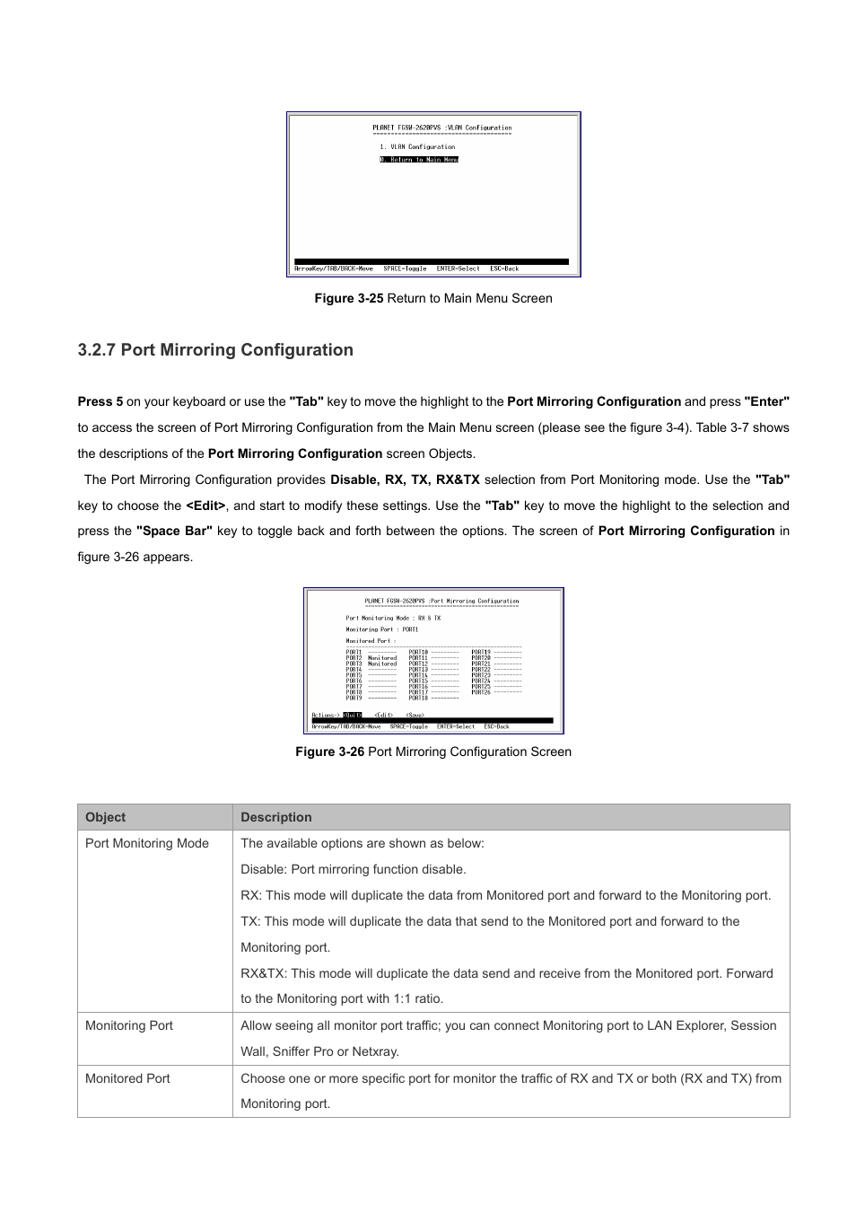 7 port mirroring configuration | Planet Technology FGSW-2620PVS User Manual | Page 23 / 56