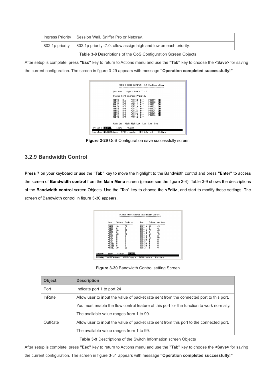 9 bandwidth control | Planet Technology FGSW-2620PVS User Manual | Page 25 / 56