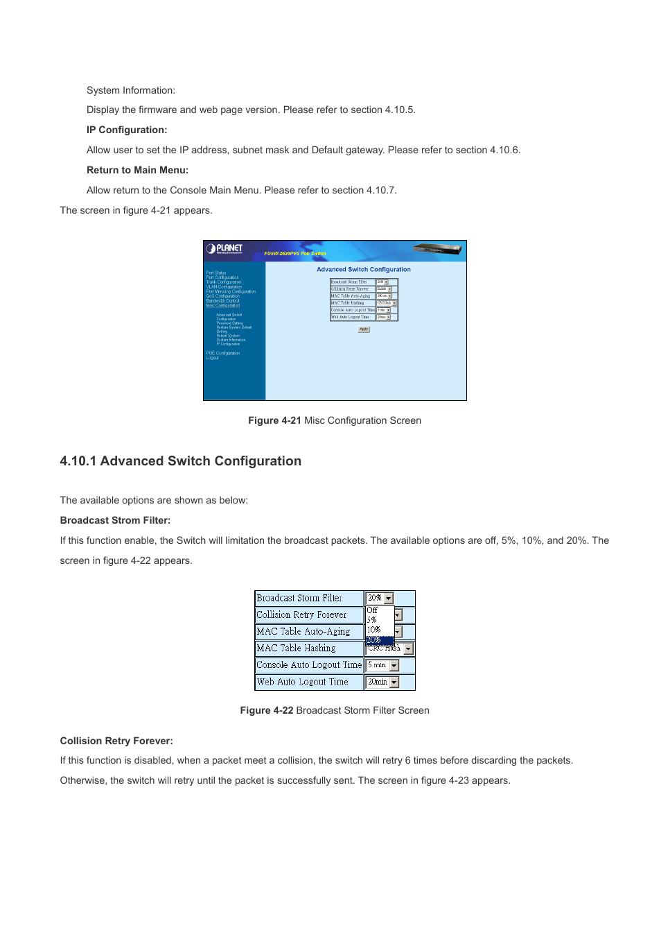 1 advanced switch configuration | Planet Technology FGSW-2620PVS User Manual | Page 44 / 56