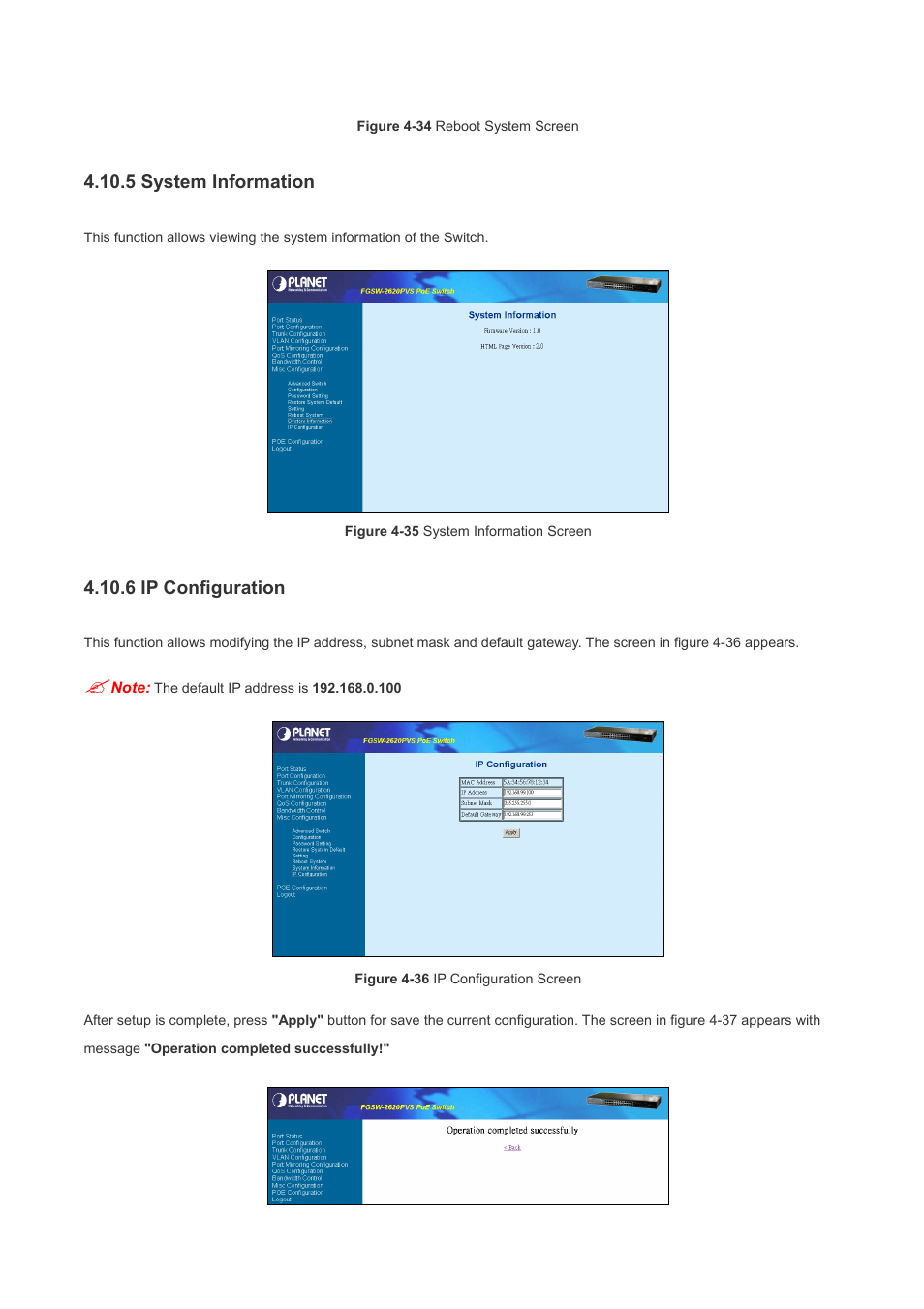 5 system information, 6 ip configuration | Planet Technology FGSW-2620PVS User Manual | Page 49 / 56