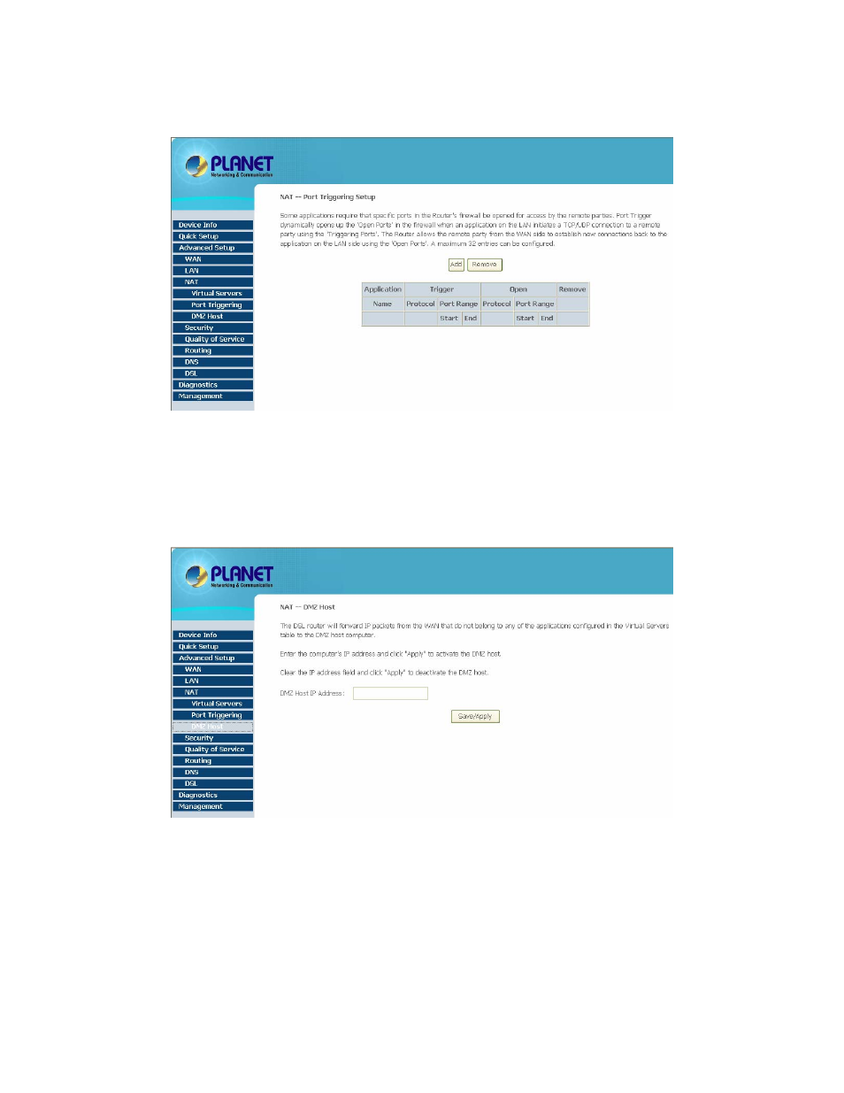 3 nat -- dmz host | Planet Technology ADSL 2/2+ Router with USB Port ADE-3410v2 User Manual | Page 40 / 62