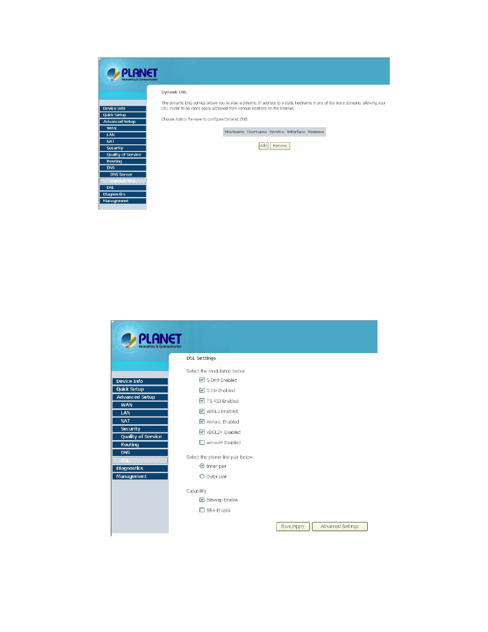 7 dsl | Planet Technology ADSL 2/2+ Router with USB Port ADE-3410v2 User Manual | Page 46 / 62