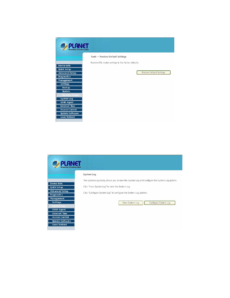 2 system log | Planet Technology ADSL 2/2+ Router with USB Port ADE-3410v2 User Manual | Page 49 / 62