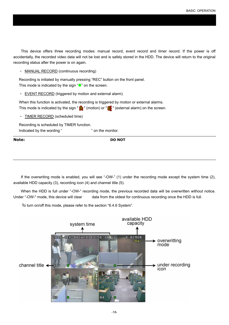 Basic operation, 1 recording, Basic operation 4.1 recording | Planet Technology DVR-860 User Manual | Page 24 / 79