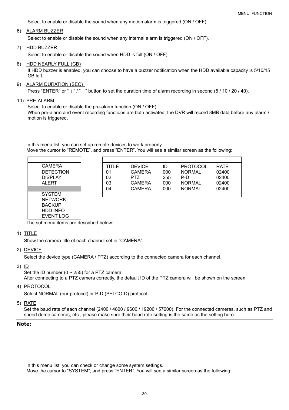 5 remote, 6 system, Setup at dvr side, please refer to section “6.4.5 | Remote | Planet Technology DVR-860 User Manual | Page 36 / 79