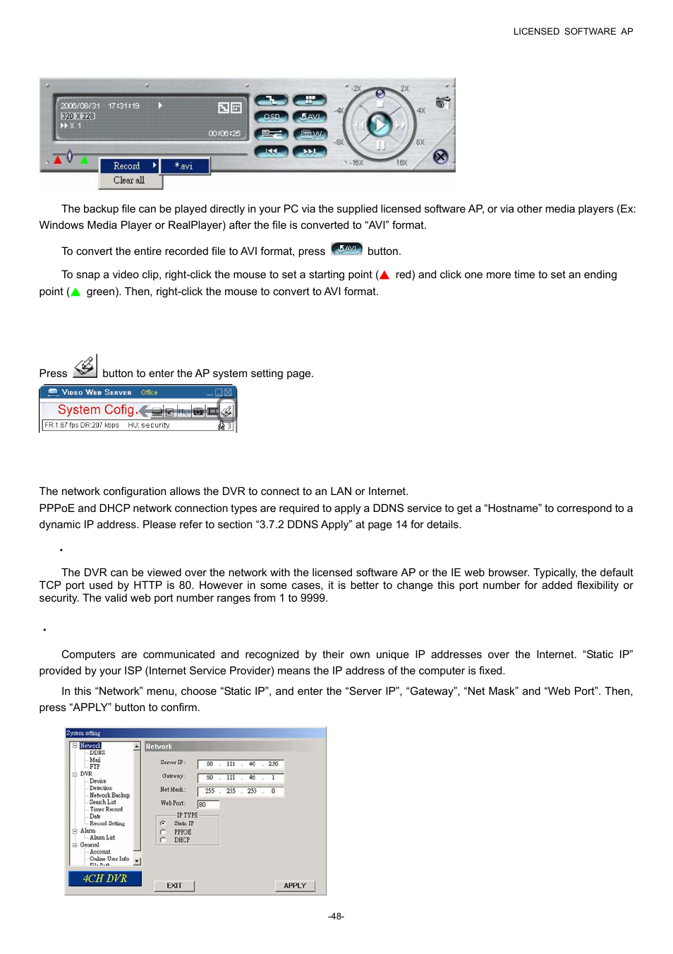 2 convert the recorded file to avi format, 5 system configuration, 1 network | Planet Technology DVR-860 User Manual | Page 54 / 79